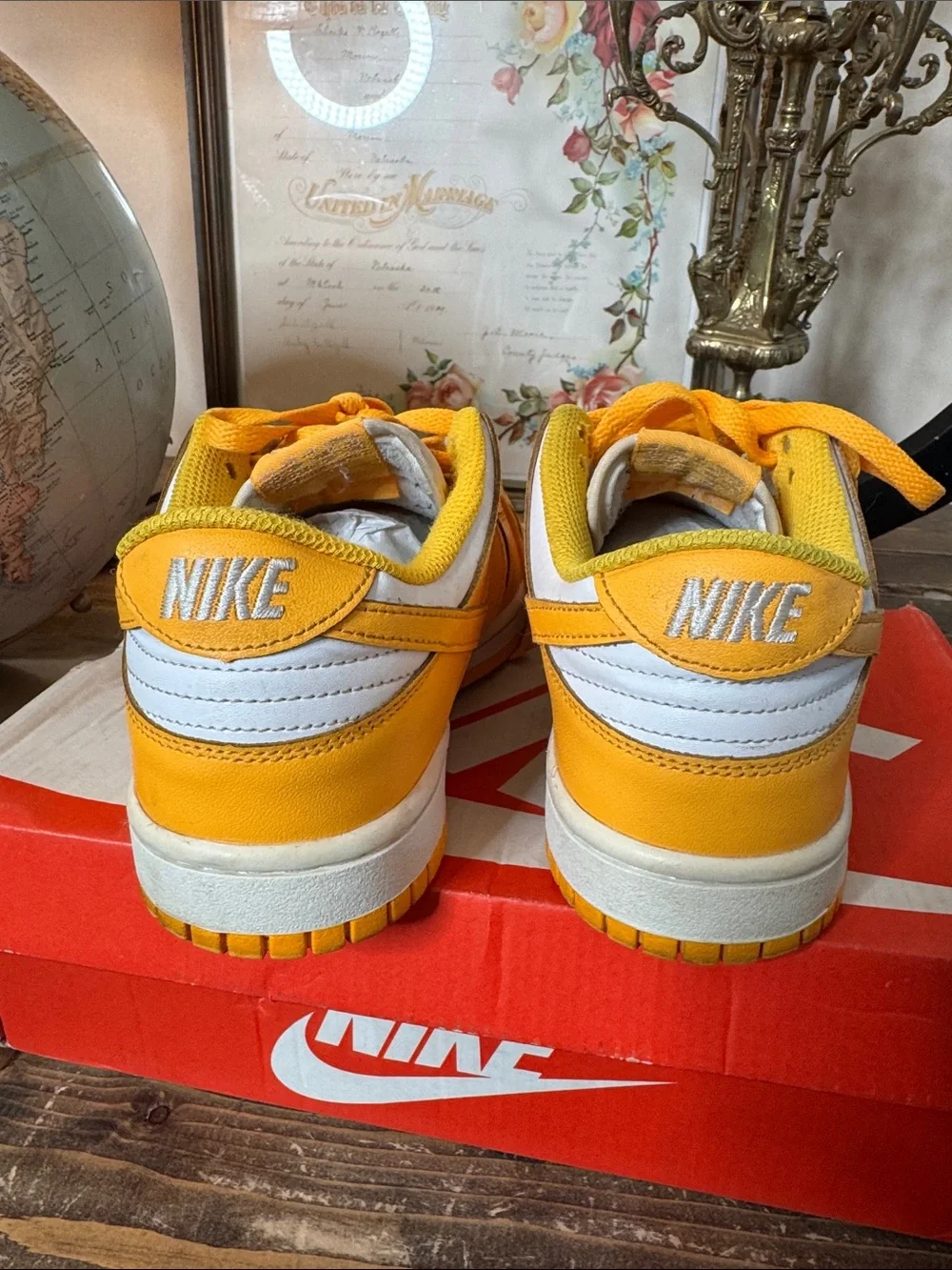 Nike Dunk Low Yellow and White Leather Sneakers